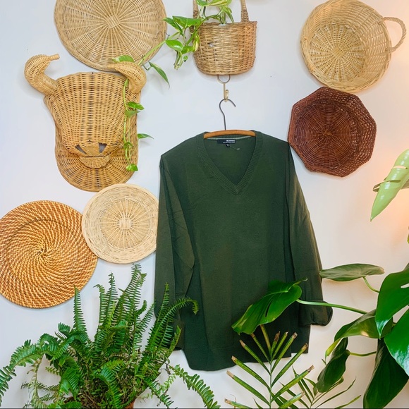 vtg retro 90s vsco boyfriend forest green pullover - Picture 5 of 7